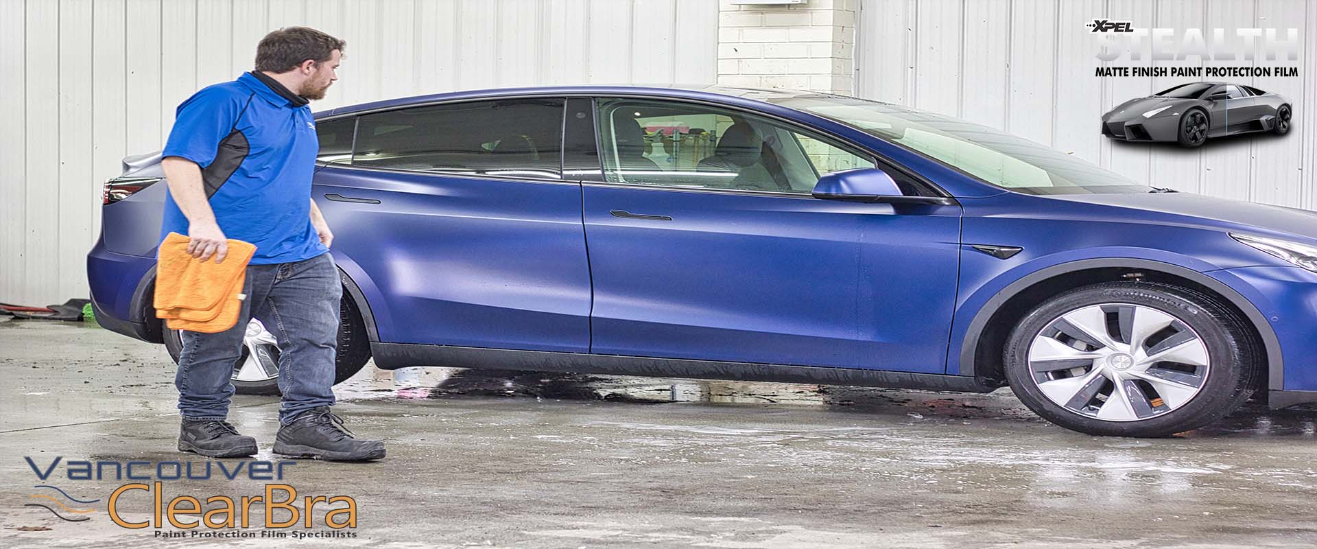 Hypnotic look at a Tesla Model Y getting a XPEL Paint Protection Film (PPF)  treatment